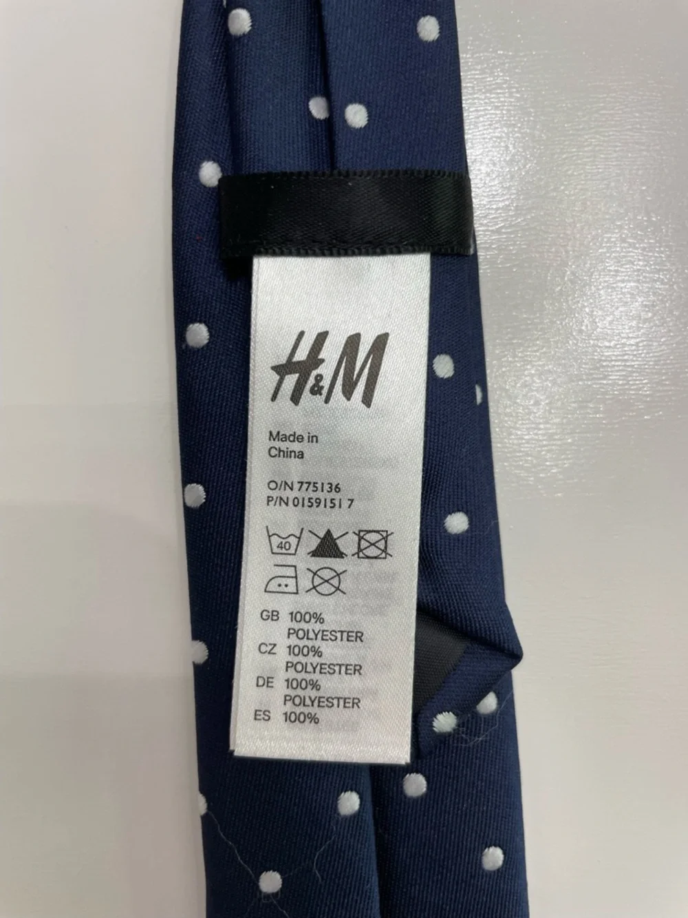 H&M Navy Polka Dot Tie and Black Clip On Tie